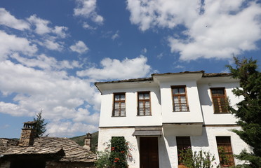 Summer time of Kovachevitsa village. Stone houses, Bulgaria, Europe.