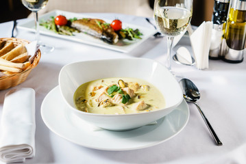 fish soup in the restaurant