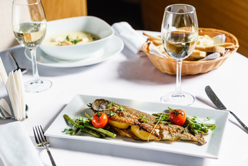 roasted trout with green beans