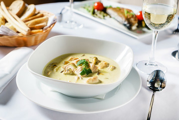 fish soup in the restaurant