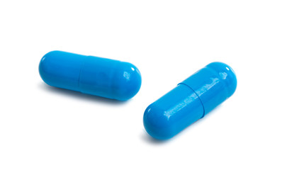 blue capsules isolated