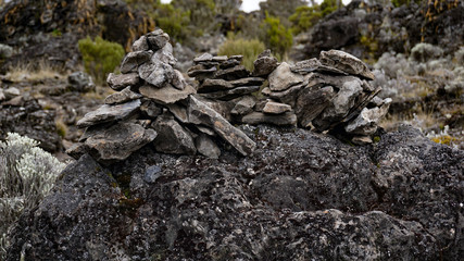 A good lock stone during hiking Kilimanjaro, Machame route, Tanzania