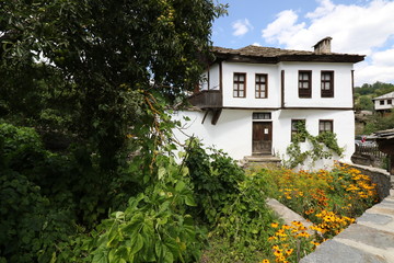 Summer time of Kovachevitsa village. Stone houses, Bulgaria, Europe.