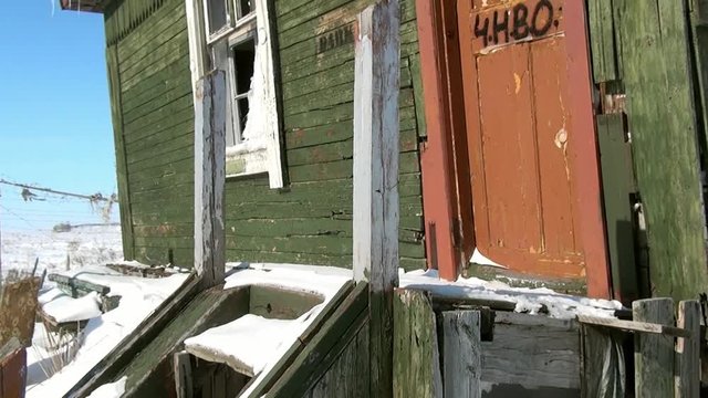 Abandoned house ghost town of Gudym Anadyr-1 Chukotka of far north of Russia. Unique place for stalkers.