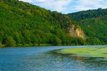 Niederhausen reservoir in the Nahe Valley nature reserve from Boos to Niederhausen Bad Kreuznach, Rhineland-Palatinate, Germany