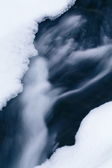 Frozen river close up winter seasonal nature background.