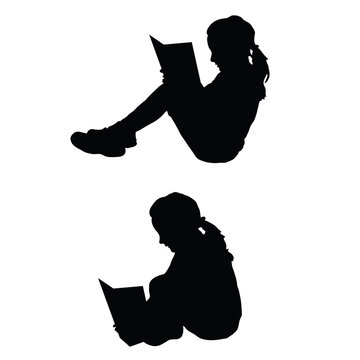 recommend clip art: children reading the book silhouette illustration