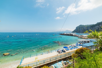 Obraz premium Marina Grande beach in world famous Capri island seen from above