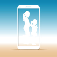 children on smartphone illustration