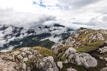 Fototapeta na wymiar Velika Raduha mountain ridge cliff landscape.