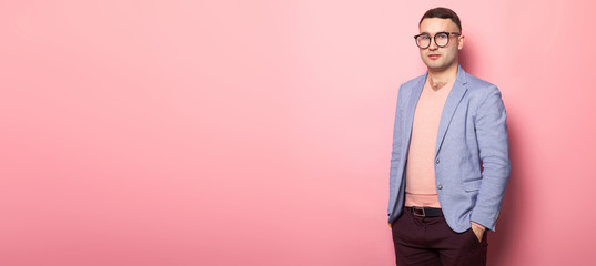 Handsome man in bright jacket