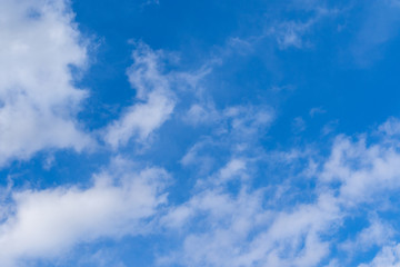 Blue sky in summer with tiny fluffy clouds