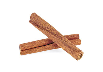 Two cinnamon sticks isolated on white background