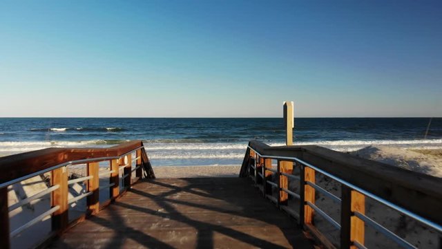Aerial, boardwalk leads to Carolina Beach
