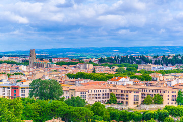 Fototapeta na wymiar Aerial view of Modern Carcassonne, France