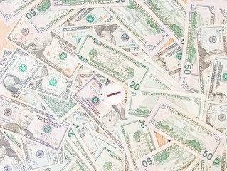 Piggy bank with a lot of American Dollars; investment and banking concepts