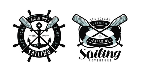 Seafaring, sailing logo or label. Marine concept. Typographic design vector