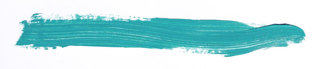 Turquoise brush stroke isolated over white background