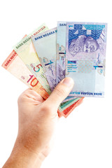 Handing holding money