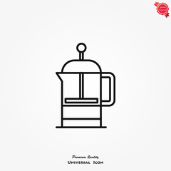 French press for coffee icon vector