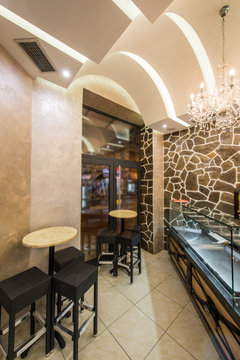 Fast food or pizza restaurant interior