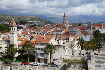 Old town of Trogir, Croatia seen from the Campanile, bell tower