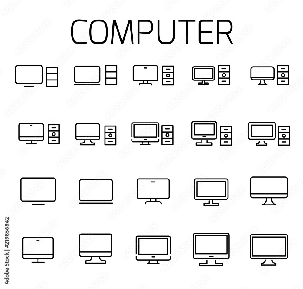 Poster computer related vector icon set.