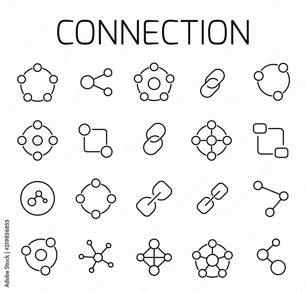 Poster connection related vector icon set.
