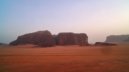                                Sunset time rocks in Wadi Rum desert (The Valley of the Moon)....