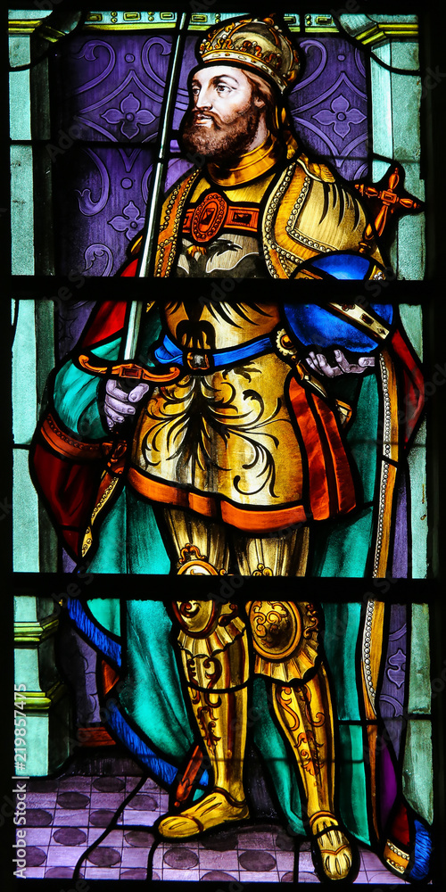 Wall mural stained glass in bruges - charles v