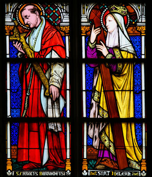 Stained Glass Of Charles Borromeo And St Helen