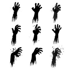 Zombie grunge hands silhouettes