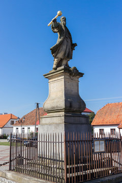 TYKOCIN, POLAND - SEPTEMBER 14, 2014: Statue from 1763 of the hetman Stefan Czarniecki, monument on the Market Square.