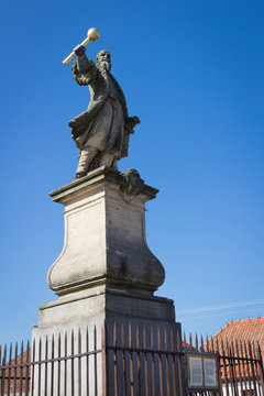 TYKOCIN, POLAND - SEPTEMBER 14, 2014: Statue from 1763 of the hetman Stefan Czarniecki, monument on the Market Square