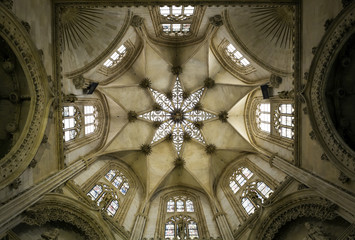 Obraz premium Star-shaped vault of one of the chapels of the Burgos Cathedral, Spain.