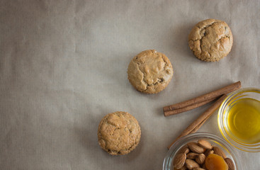 Homemade oatmeal cookies with dried fruits and honey