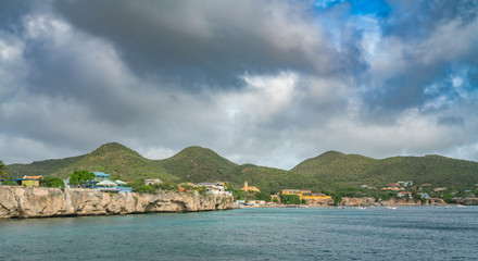 sailing around the west coast of  Curacao Views in the caribbean