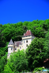 Fototapeta na wymiar The Château de la Malartrie along the banks of the Dordogne River near the village of La Roque Gageac in Aquitaine, France