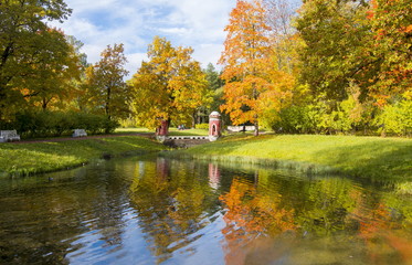 Golden Fall in Catherine park, Tsarskoe Selo (Pushkin), Saint Petersburg, Russia