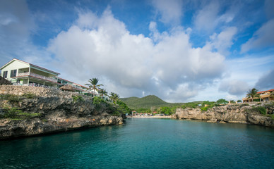 sailing around the west coast of  Curacao Views in the caribbean