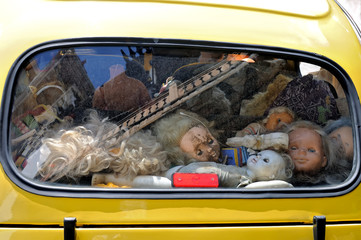 Creepy abandoned children's dolls