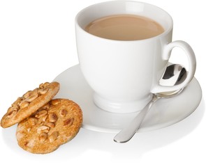 Cup of coffee next to cookies