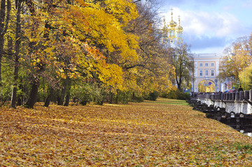 Golden Fall in Catherine park, Tsarskoe Selo (Pushkin), Saint Petersburg, Russia