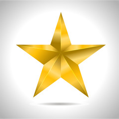Star Vector realistic metallic golden isolated yellow 3D