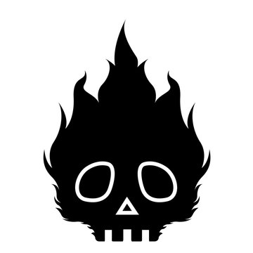 Spooky skull on fire icon