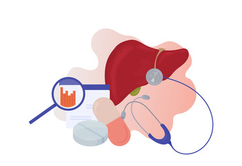 Hepatology and liver disease awareness vector illustration. Liver detoxification awareness poster or banner. Great also for World Liver Day.