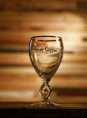 Empty glass for Irish Coffee