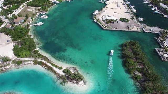 Aerial, scenic Turks and Caicos landscape