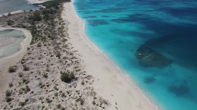 Aerial, scenic beach in Turks and Caicos