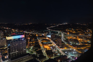 Aerial City traffic long exposure